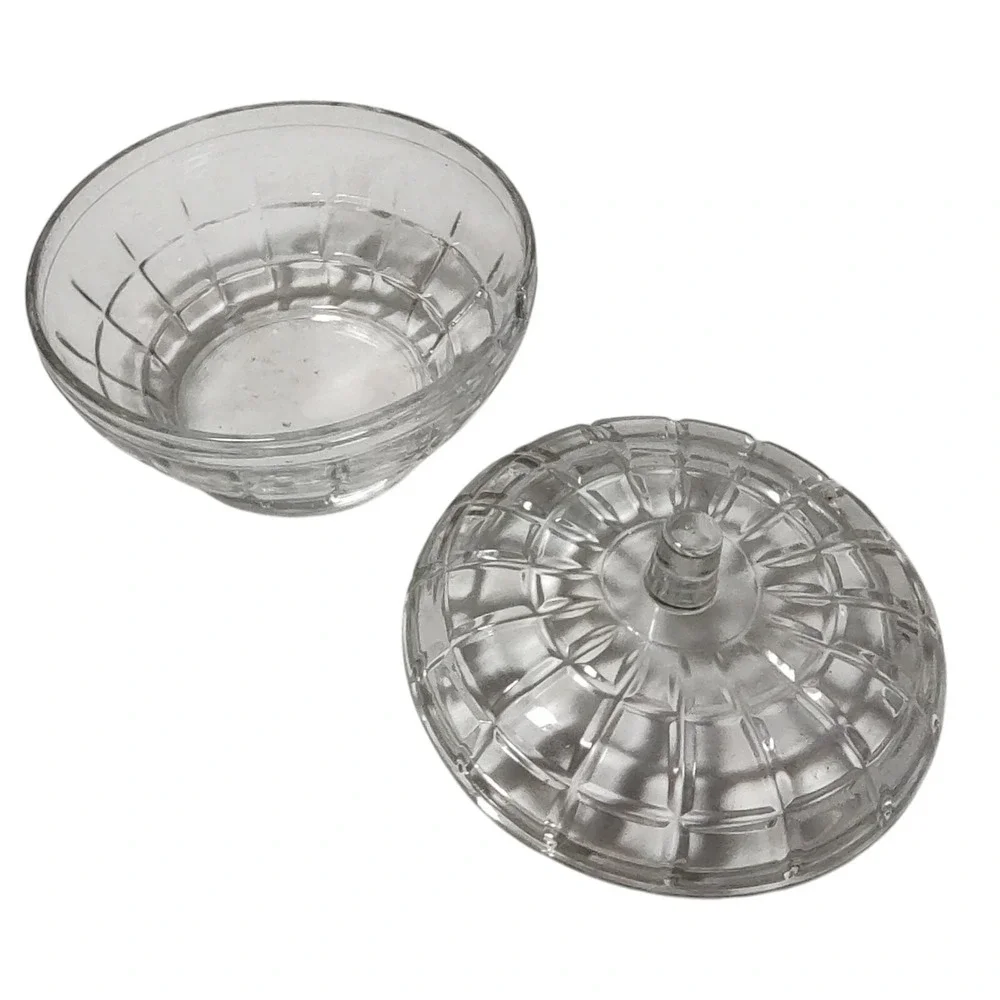 Vintage‎ Borgonovo Apple Sugar Bowl Clear Glass Trinket Dish With Lid Italy
